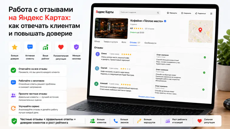 Работа с отзывами на Яндекс Картах