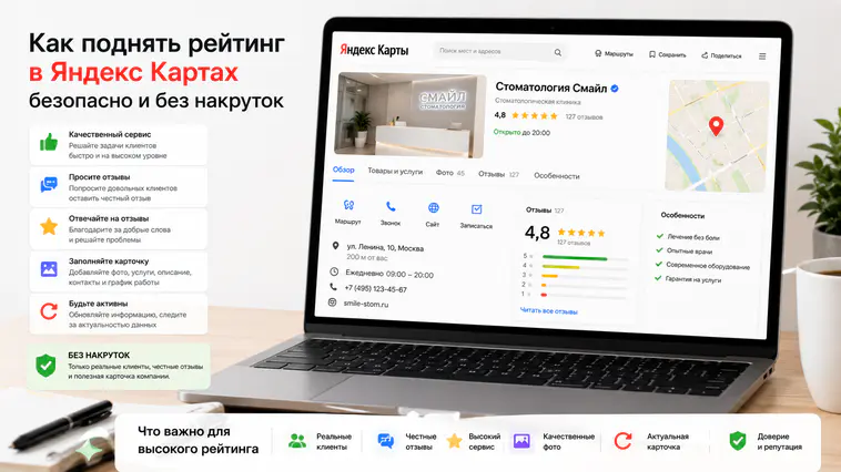 Как поднять рейтинг в Яндекс Картах